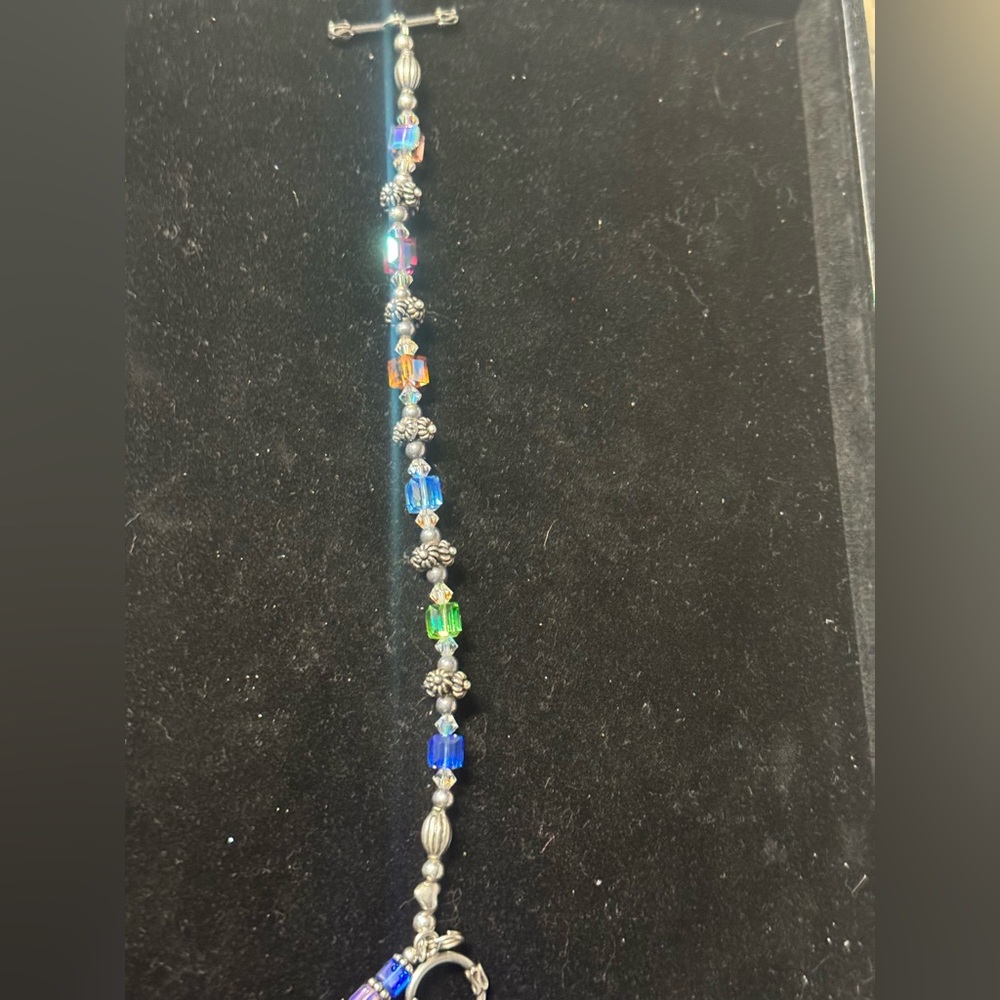 925 silver w/ colored crystal bracelet